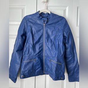 Vegan Leather Blue moto jacket